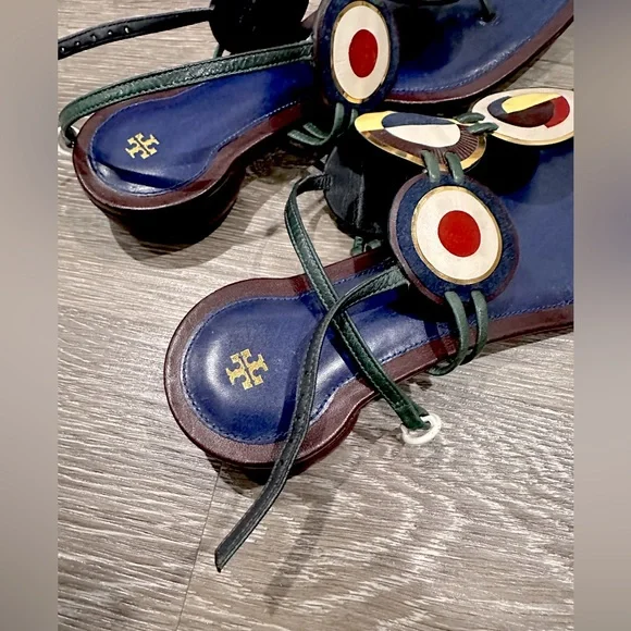 Tory Burch Marquetry Disk Slingback Sandal Size 8 In Excellent Condition
